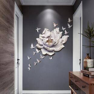 现代简约沙发背景墙面装饰新中式客厅花朵墙壁挂饰卧室床头挂件