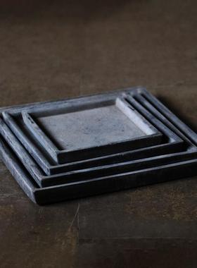 水泥托盘花器圆形加厚家居室内方形花盘底座简约风