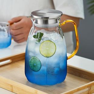 冷水壶玻璃家用耐高温凉白开水杯泡茶壶套装 绿昌明 大容量凉水壶