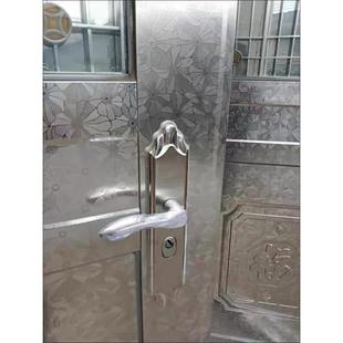 面板拉手门把手老式门锁配件防盗通用型大门锁304不锈钢手柄加厚