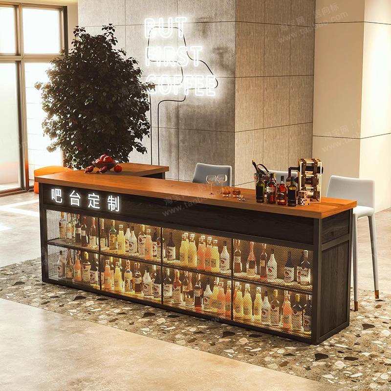 定制复古工业风台球厅收银台转角吧台桌酒吧火锅烧烤店前台柜接待