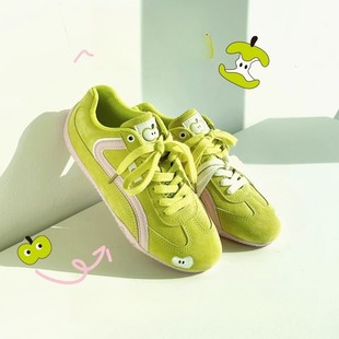 百搭运动休闲鞋 卡迪高苹果鞋 新款 女2025春夏季 红色薄底赛车德训鞋