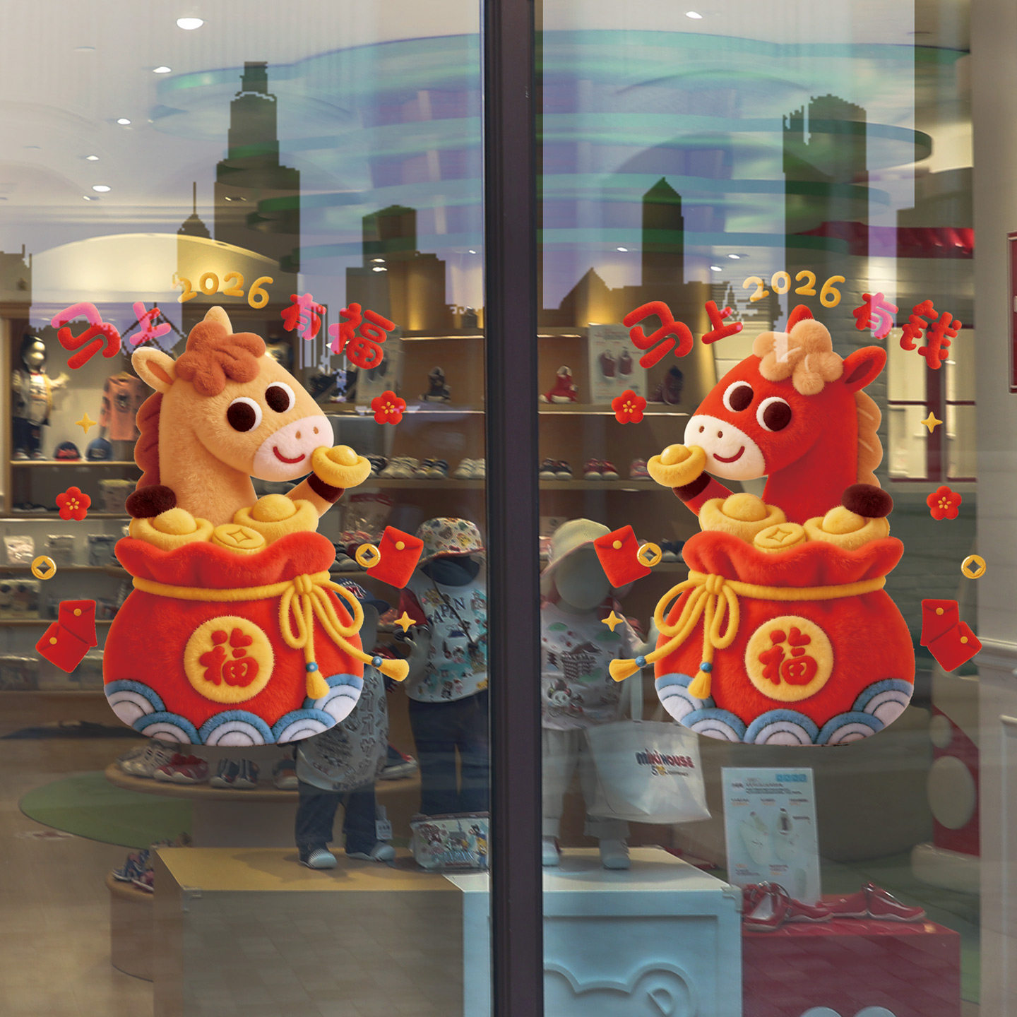 新年装饰贴画厨房门玻璃贴纸2026新款马年窗花贴春节日氛围静电贴,节庆用品/礼品,节日装扮用品,淘宝优惠券,粉丝福利购,淘宝优惠卷