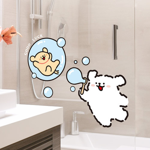 吹泡泡小狗装饰玻璃贴纸