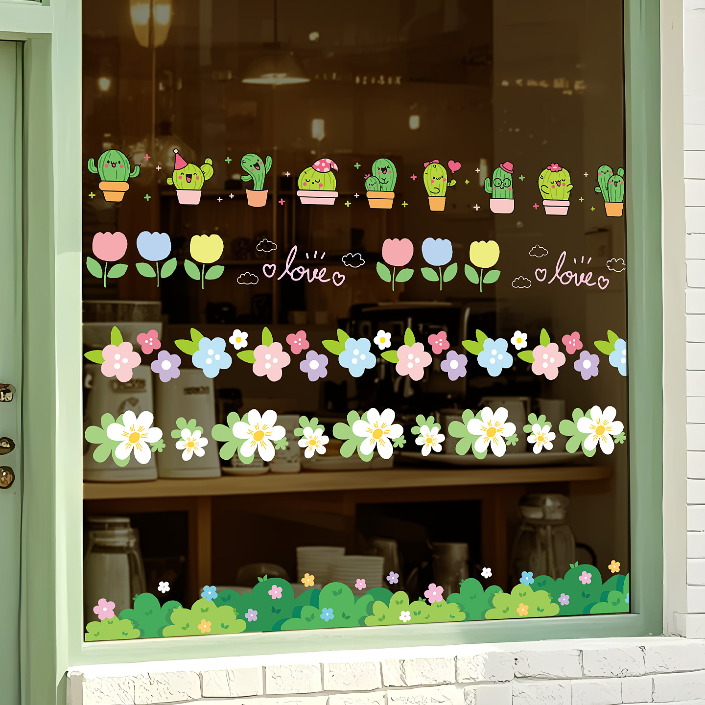 卡通腰线玻璃贴纸推拉门防撞装饰