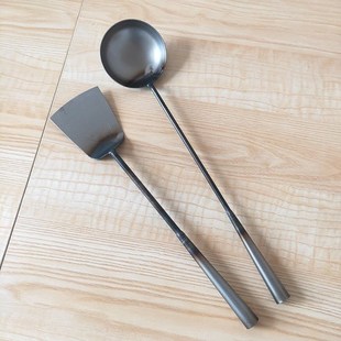 家用长柄手工铁勺纯铁勺子无涂层农村大铁勺炒菜铁铲子铁勺子汤勺