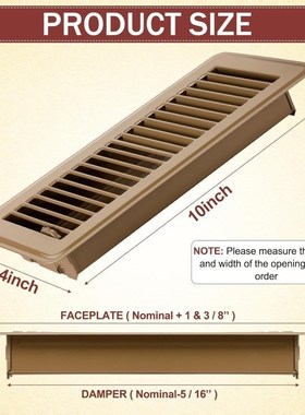 跨境4*10英寸 地板风口 FL出风口通风口地板铁通风口白色黑色棕色