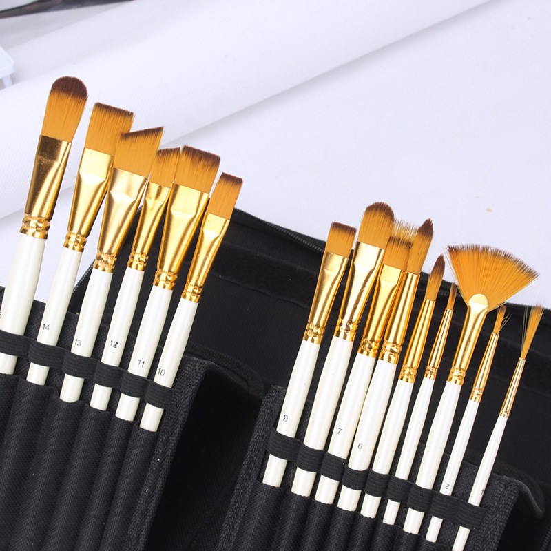 15支油画笔套装尼龙水粉画笔套装儿童绘画笔源头