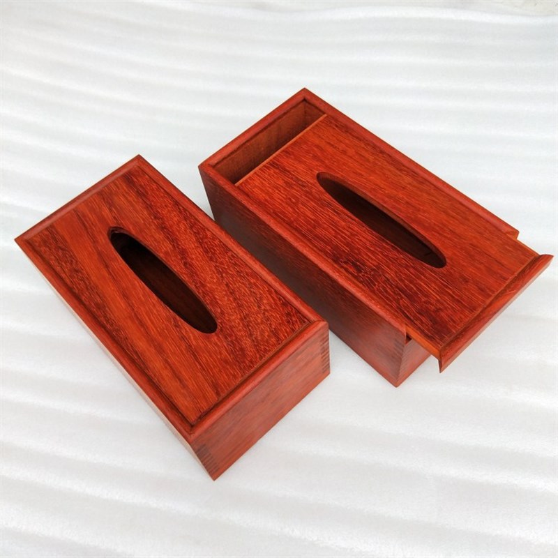 红花梨纸巾盒实木榫卯工艺餐巾盒中式简约抽纸盒家用桌面收纳盒