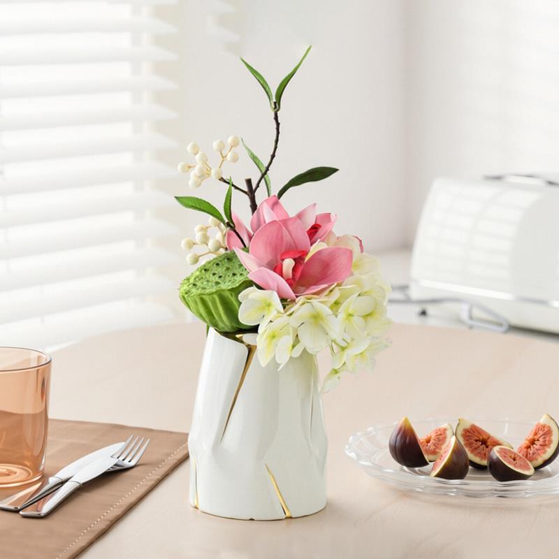 仿真花假花摆设客厅餐桌装饰品纸筒插花花艺摆件花束花盆花艺轻奢