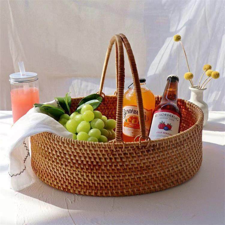 越南手工秋藤编水果篮家用椭圆手提收纳篮鲜花菜篮子编织篮筐竹篮,收纳整理,其他收纳篮,淘宝优惠券,粉丝福利购,淘宝优惠卷