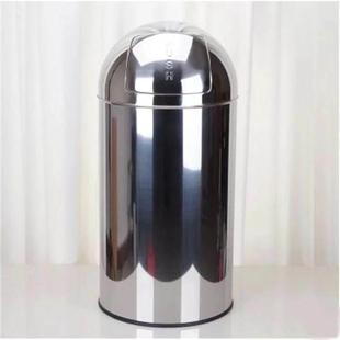 圆形摇盖垃圾桶环卫小区子弹头不锈钢垃圾桶push大容量户外果皮箱