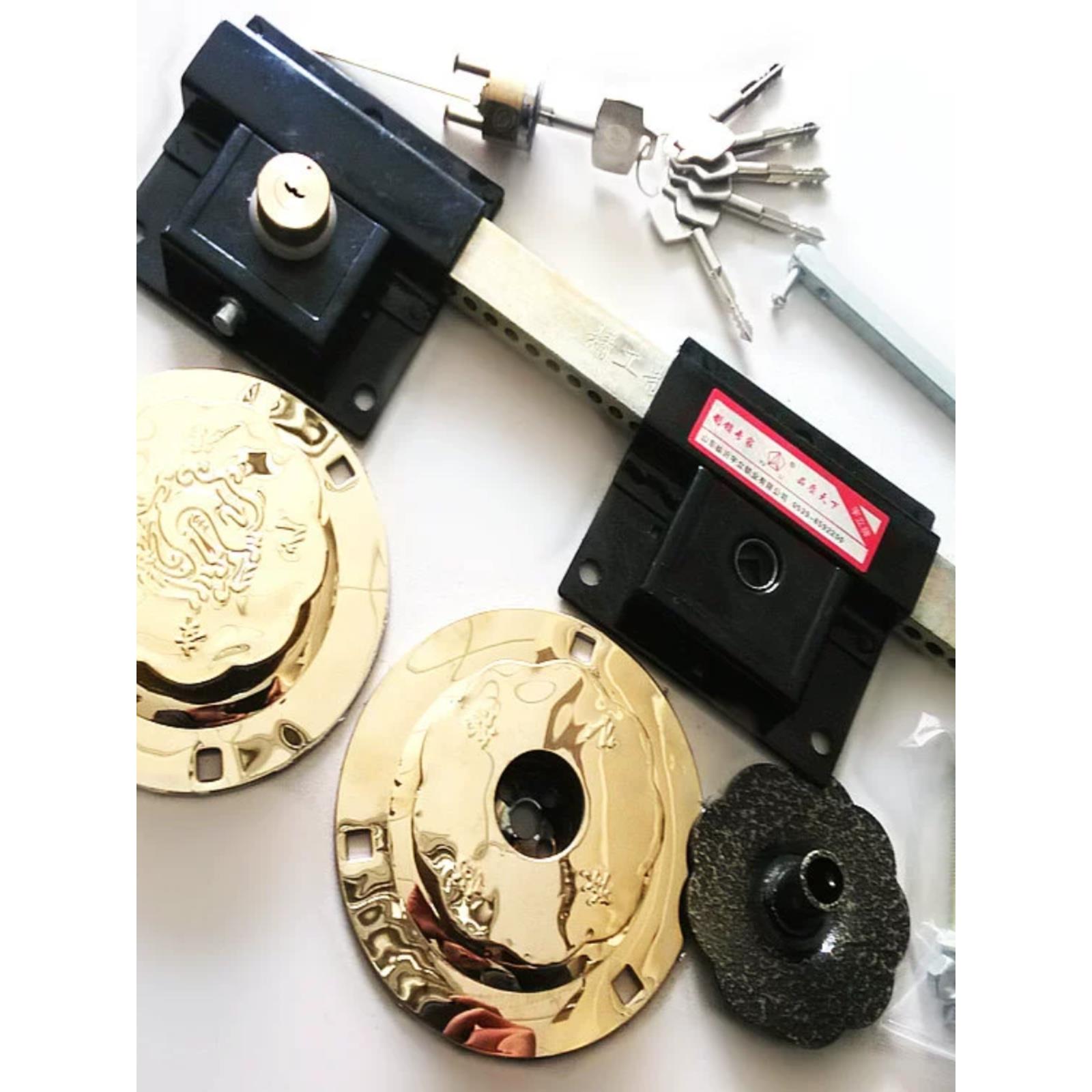 厂家直销门锁双开双扇门木门铁门锁架锁钛门锁庭院门锁