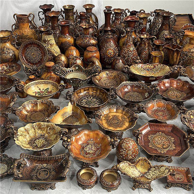 孤品-欧式复古陶瓷手绘花瓶果盘宫廷风餐厅客厅茶几桌面装饰摆件,家居饰品,装饰摆件,淘宝优惠券,粉丝福利购,淘宝优惠卷