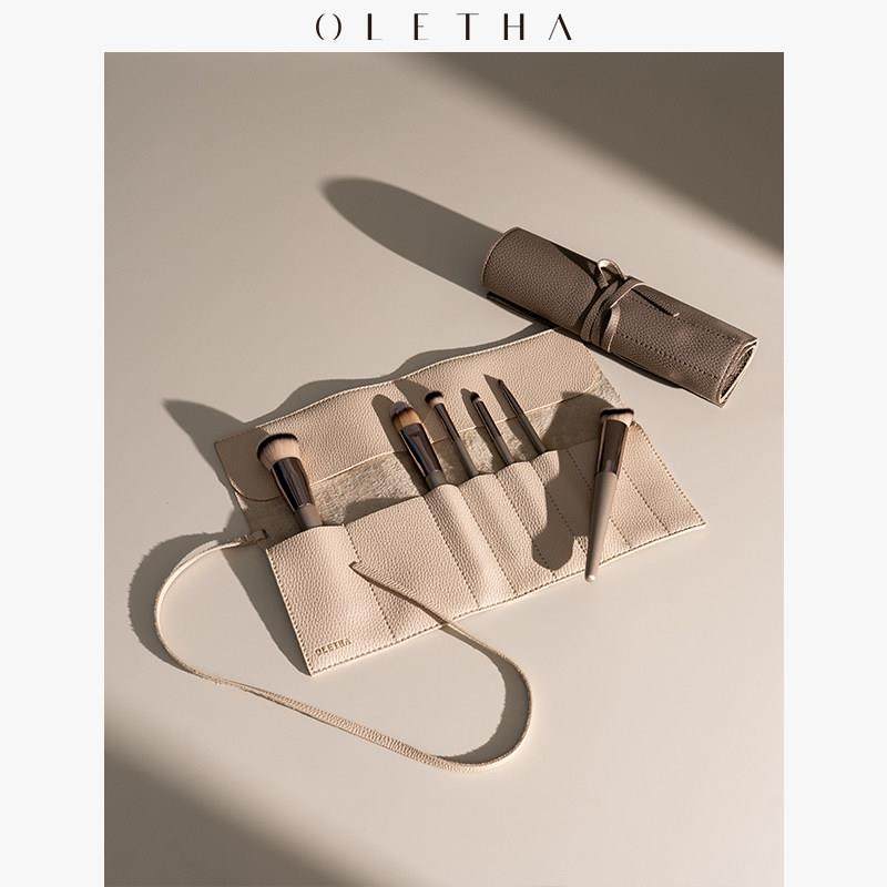 OLETHA新款轻奢皮质化妆刷具专用随身卷袋旅行便携防尘收纳小包,收纳整理,化妆包,淘宝优惠券,粉丝福利购,淘宝优惠卷