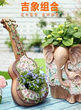 庭院大象装饰摆件别墅花园院子门口一对阳台布置户外造景创意花盆