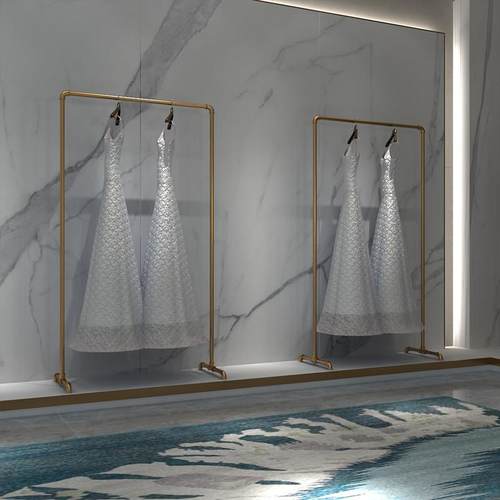 婚纱店水管展示架旗袍礼服落地式简易龙门架服装挂衣架金色陈列架