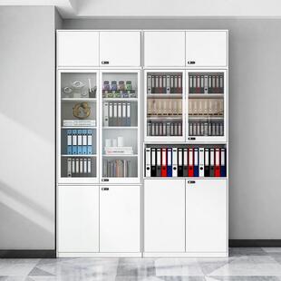 办公室2米密码锁大容量铁质文件柜背景柜档案柜玻璃门铁皮书柜