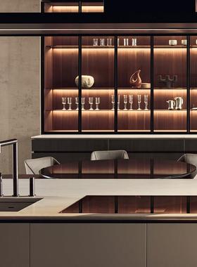 高端全屋定制意大利poliform同款意式极简开放式西厨房整体橱柜