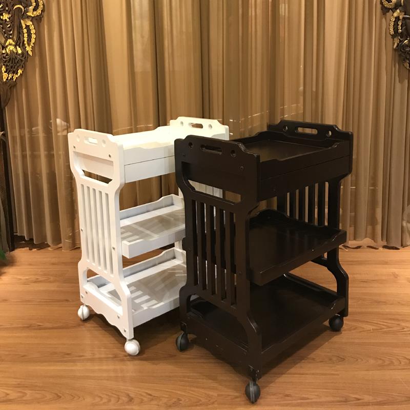新款美容推车压缩实木板三层美容车美容院小推车纹绣美甲工具架子