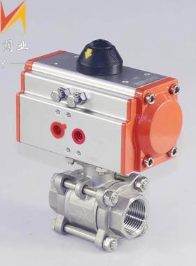 现货Q611F-16P不锈钢气动快速切断阀三片式高平台气动球阀丝口内