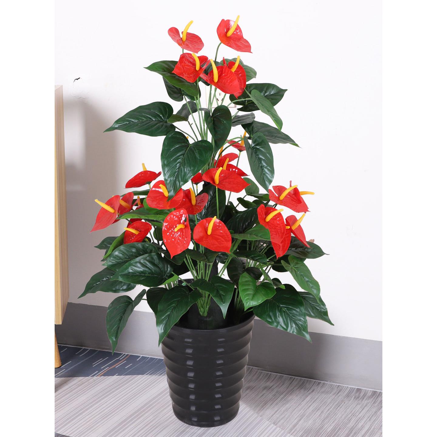 假花仿真塑料绢花室内客厅落地装饰仿真植物假树盆景盆栽摆件红掌