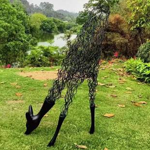 公园小区低头鹿户外景观摆件镂空动物售楼处门口大型雕塑艺术品