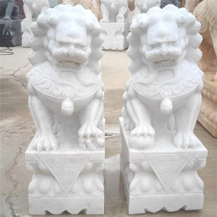 石狮子一对看门小号摆件大理石雕门口青石汉白玉家用墓地