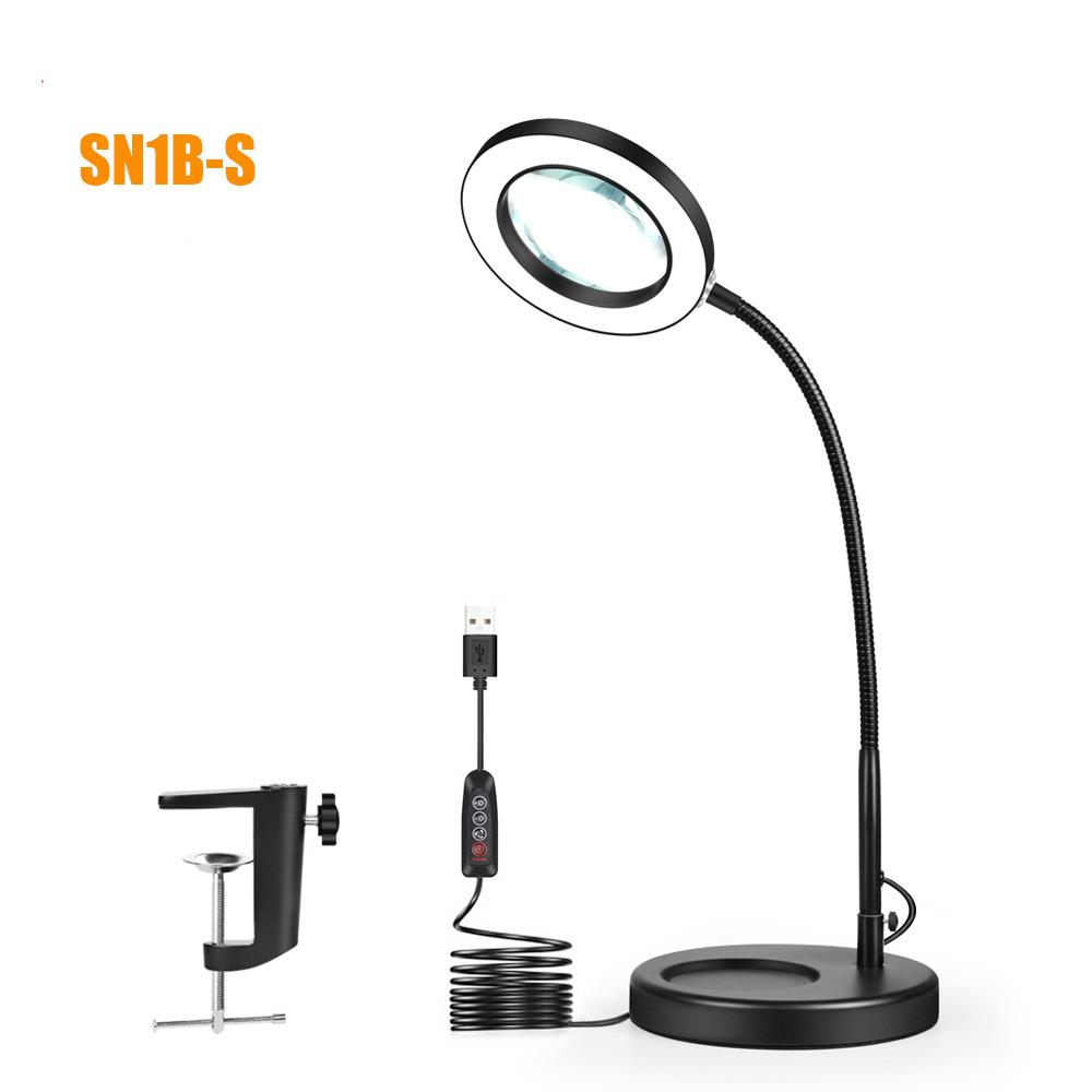 圆形底盘圆形LED灯USB接口三色桌面夹2合1焊灯阅读照明工具
