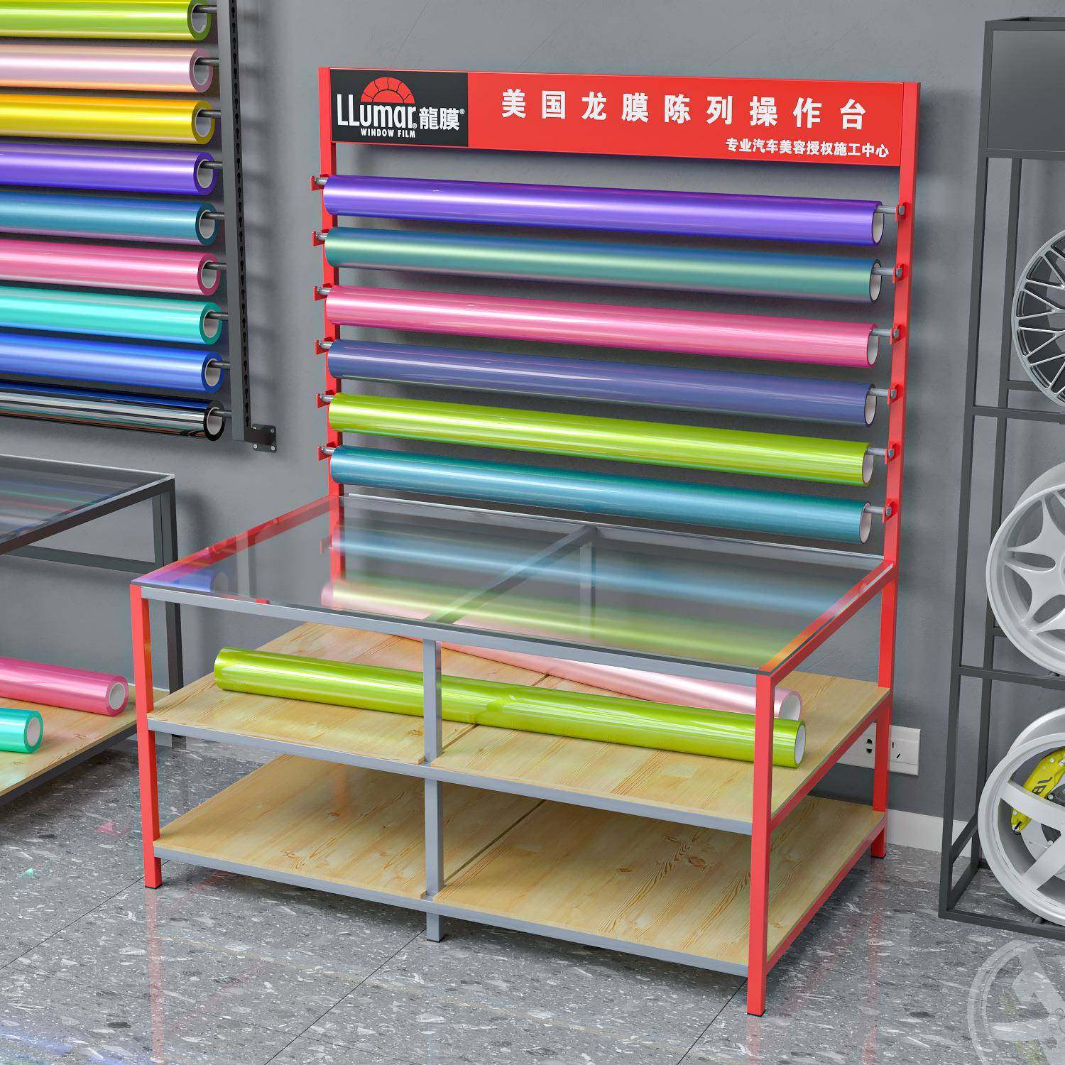 汽车防爆膜工作台裁膜台汽车太阳膜隔热膜改色膜展架挂架工作台