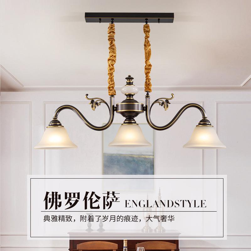 美式全铜餐厅吊灯简约餐厅灯具厨房灯简欧餐桌吧台饭厅灯