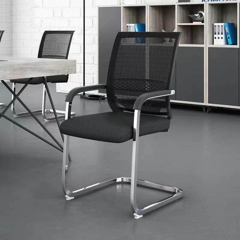 现代简约办公室工作椅会议室椅子会客网布椅弓形钢架椅办公家具