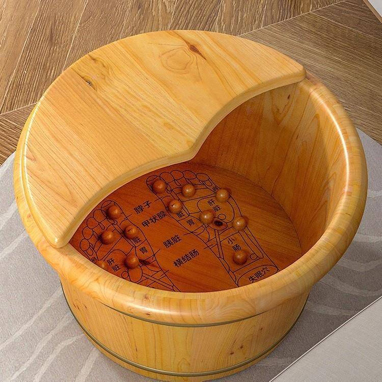家用实木足浴盆泡脚桶木桶洗脚桶保温木质养生按摩洗脚木盆木制