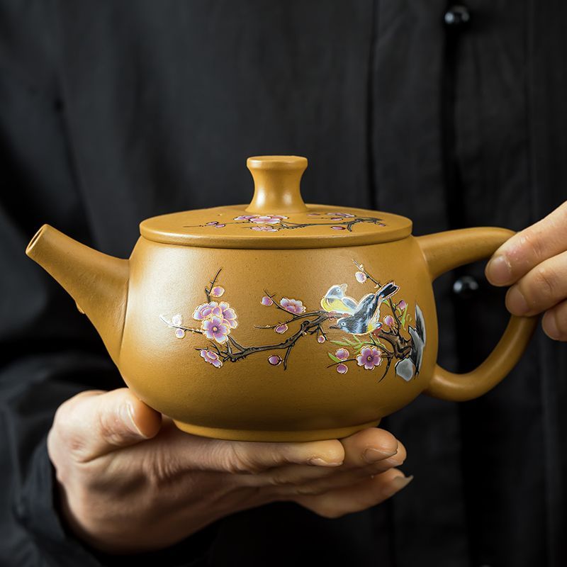 紫砂壶黄段泥喜上眉梢凤鸣汉瓦壶高档家用功夫茶具变色大容量茶壶