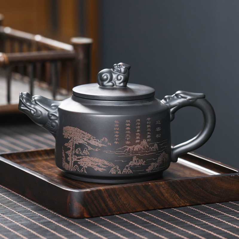 正宗紫砂壶迎客松壶高档功夫茶具