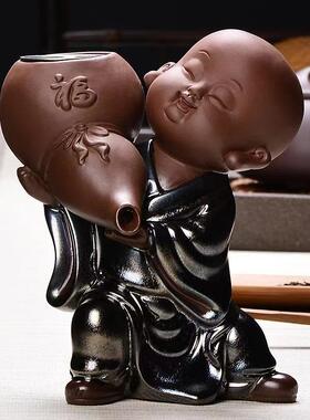 紫砂小和尚创意陶瓷茶漏茶滤功夫茶具茶道配件沙弥泡茶过滤器网