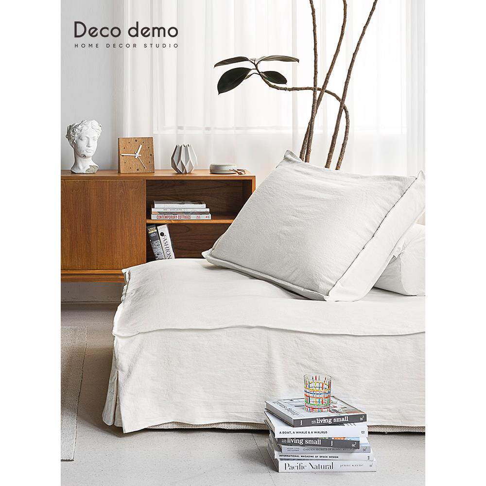 方块棉麻全包沙发巾四季通用盖布北欧风布艺豆腐块沙发套DecoDemo