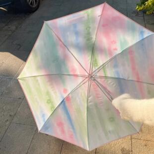 定制春日长柄晴雨两用伞手动折叠加大抗风防晒抗UV女弯钩遮阳