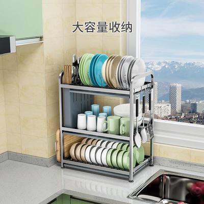 304不锈钢碗架沥水架双层家用晾放碗盘碗碟碗筷收纳盒厨房置物架