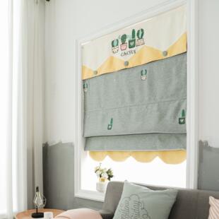 2025儿童房飘窗遮光男孩女孩小窗户卧室升降窗帘扇形罗马帘免打孔