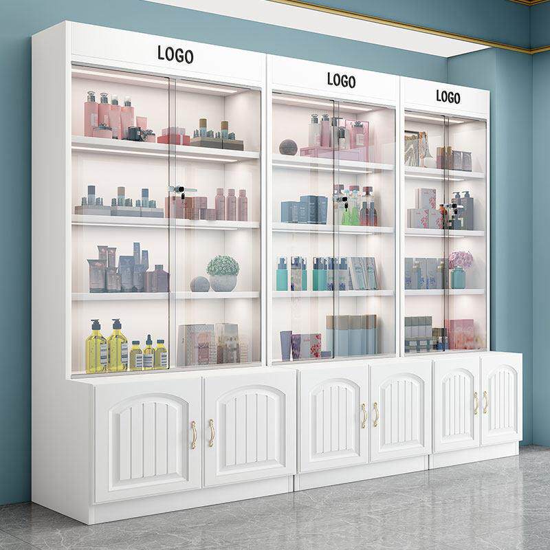 展示柜带锁玻璃门化妆品展示柜礼品样品展示架理髲美容院产品货架