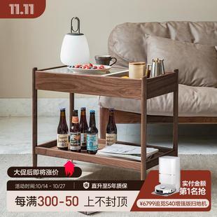 音符边几北欧实木沙发侧边柜带轮角几小推车收纳置物柜简约 良年