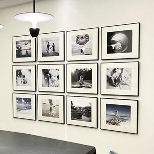 黑色铝合金高级博物馆相框定制摄影展墙婚纱照挂墙宫格相片打印