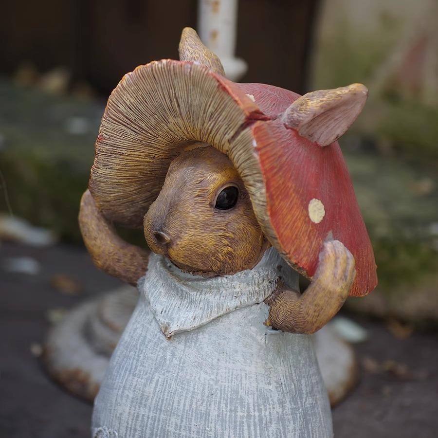 树脂蘑菇帽子小兔子摆件花园杂货阳台庭院装饰树脂工艺品家居装饰