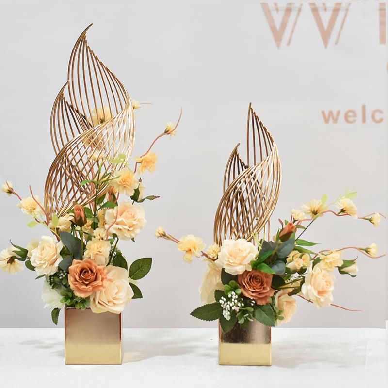 高档轻奢风生水起仿真花艺摆件客厅酒店商场摆台装饰桌面玄关摆设