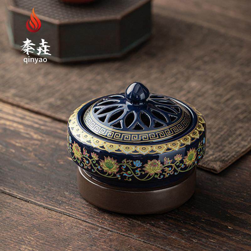 珐琅电子香薰炉香粉香精家用定时调温加热电薰炉熏香炉景泰蓝香炉,家居饰品,香薰炉,淘宝优惠券,粉丝福利购,淘宝优惠卷