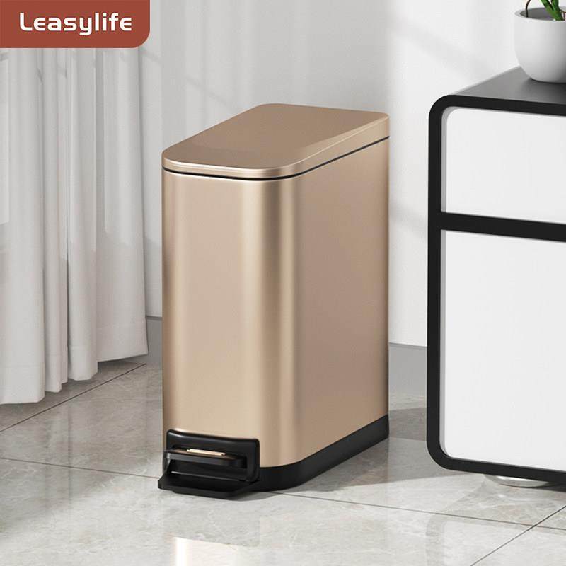 不锈钢脚踏式垃圾桶家用卫生间客厅厨房卧室创意简约脚踩带盖窄缝