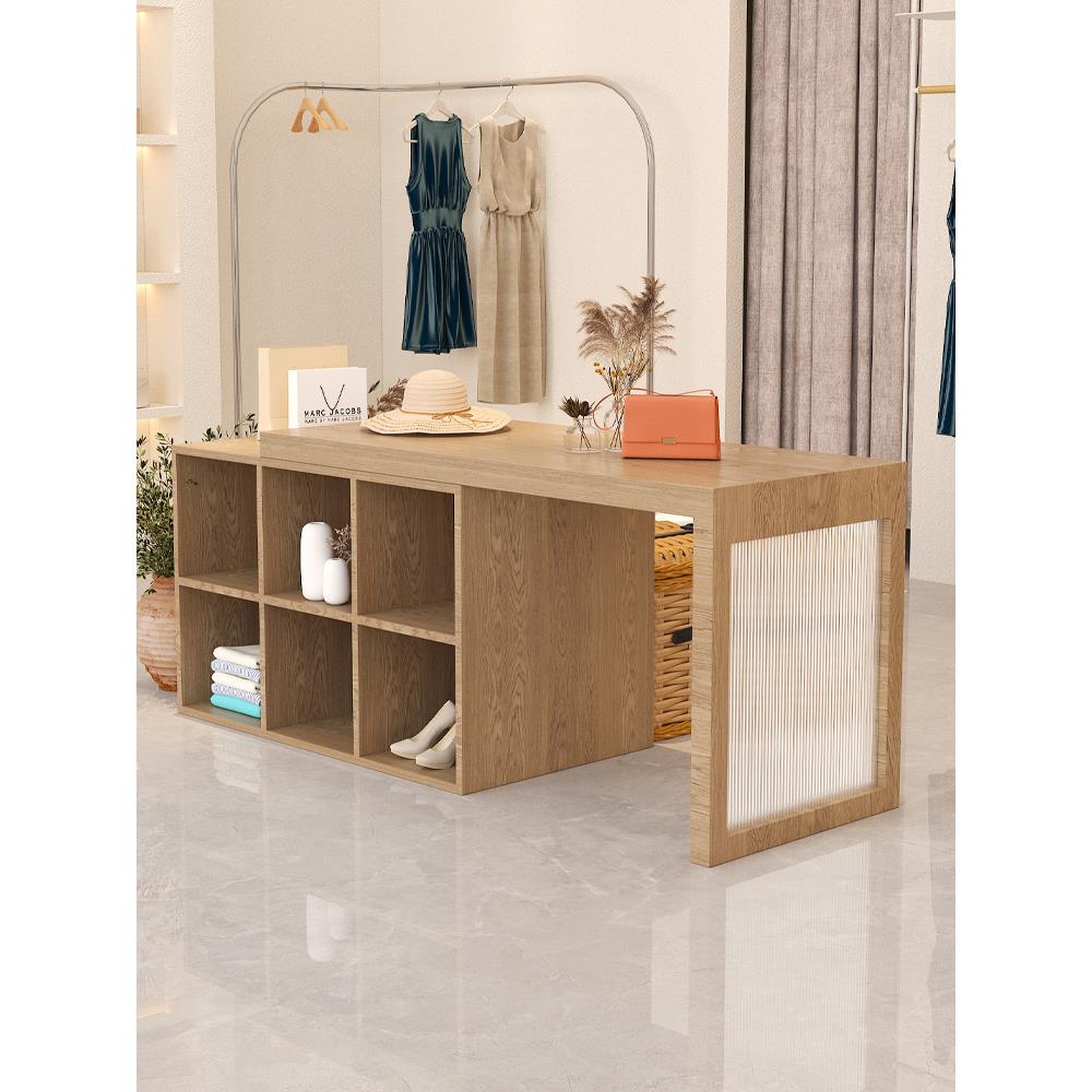 服装店收银台前台小型店铺中岛流水台烤漆展示柜陈列架可伸缩吧台