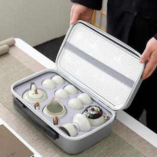 家用户外露营便携式 汝窑旅行陶瓷功夫茶具套装 泡茶壶盖碗茶杯茶盘