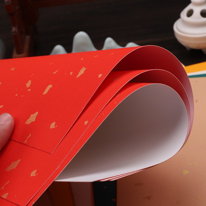 蜡染宣纸卡纸洒金书法半免装裱国画毛笔A4A3扇形圆形长方形镜片软